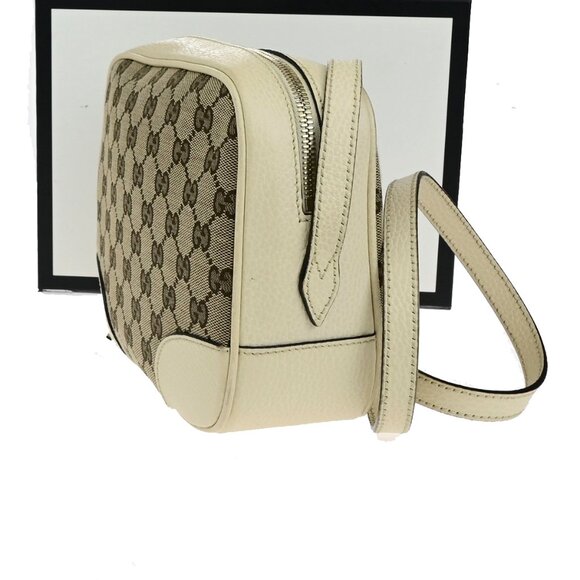 GUCCI Logo GG Pattern Mini Shoulder Bag Canvas Leather Brown White GHW - Picture 3 of 15